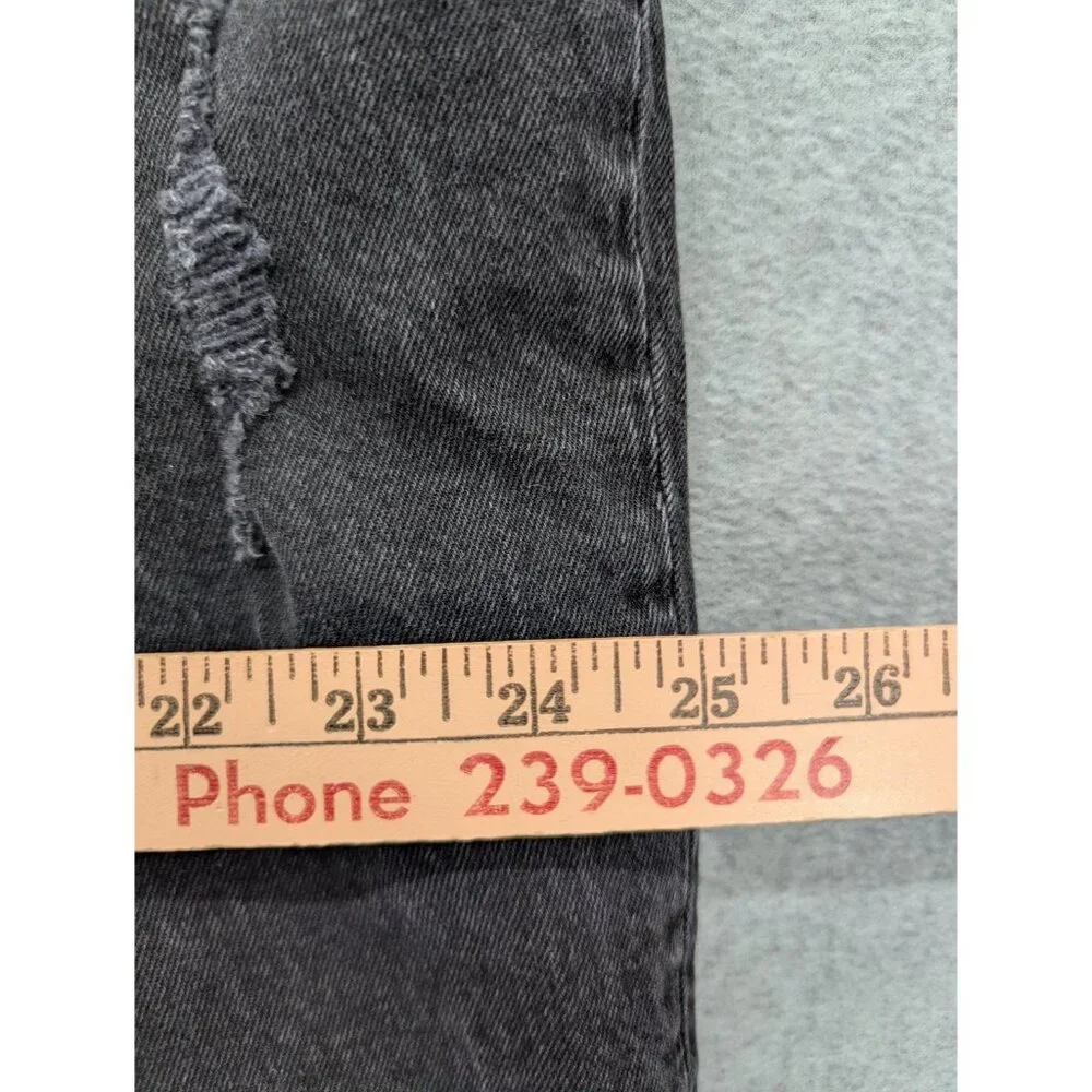 Abercrombie & Fitch 90s Straight Jeans Womens 35 Long Gray High Rise Distressed